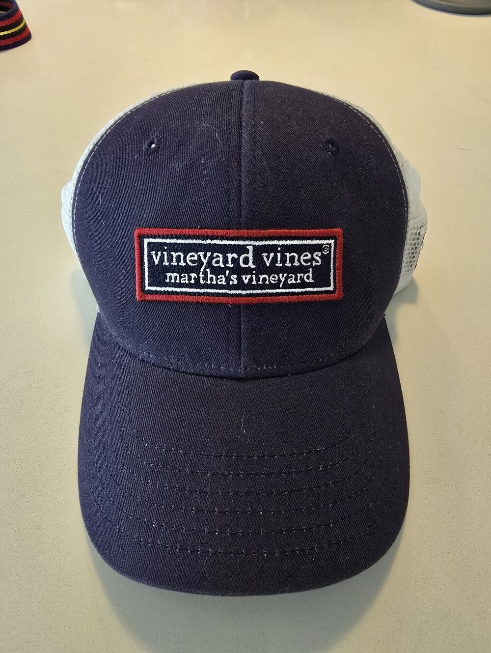 Vineyard Vines Navy and White Mesh Patch Cap